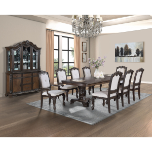 Kiera - 9 Piece Dining Room Set - Cherry Brown