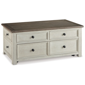 Bolanburg - Lift Top Cocktail Table - White / Brown / Beige