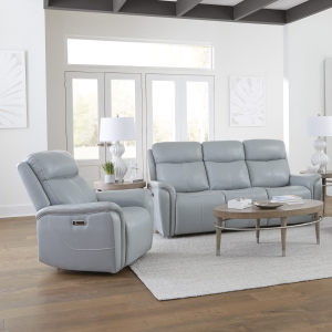 Cascade - Power Reclining Sofa And Recliner - Seamist Gray