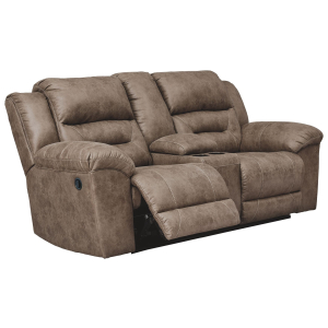 Stoneland - DBL Rec Loveseat w/Console - Light Brown