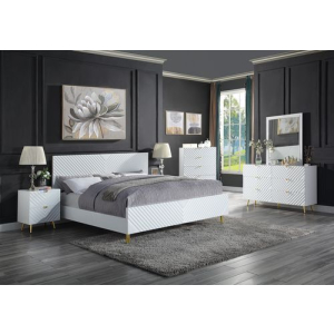 Gaines - Eastern King Bed - White High Gloss