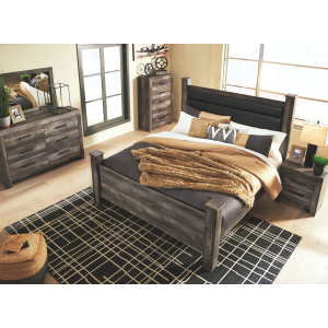 Wynnlow - 6 Pc. - Dresser, Mirror, King Poster Bed - Gray
