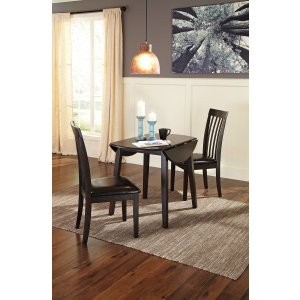 Hammis - 3 Pc. - Drop Leaf Table, 2 Upholstered Side Chairs - Dark Brown