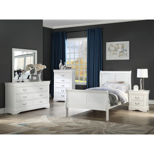 Louis Philip - Twin 5 Piece Bedroom Set - White
