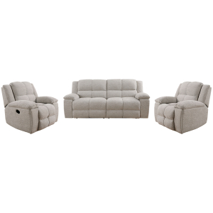Buster - Manual Glider Reclining Sofa And Two Recliners - Opal Taupe