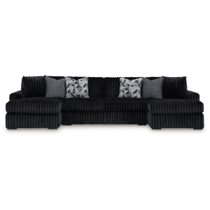 Midnight-Madness - 3-Piece Sectional With Laf And Raf Corner Chaises - Onyx