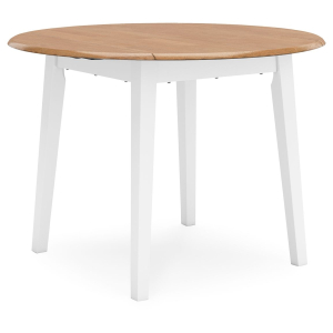 Gesthaven - Round Dining Room Drop Leaf Table - Natural / White