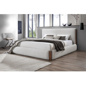 Sandro - Eastern King Bed - White Boucle & Walnut