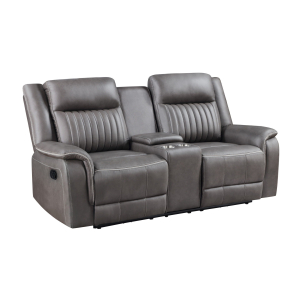 Enzo - Console Loveseat With Dual Recliners - Gray