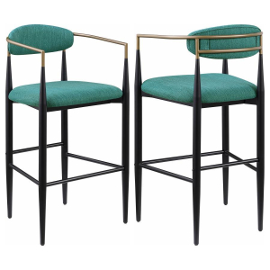 Tina - Fabric Upholstered Bar Chair (Set of 2) - Green