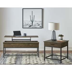 Byers - 2 Piece Lift Top Coffee And End Table Set - Brown Oak