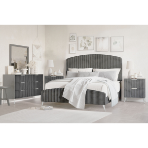 Kailani - 5/0 Queen 5 Piece Bedroom Set (Bed, Dresser, Mirror, 2 Nightstands) - Gray