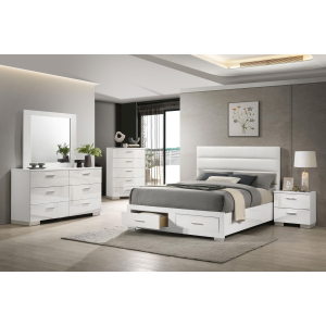 Felicity - 5 Piece Eastern King Platform Bedroom Set - White