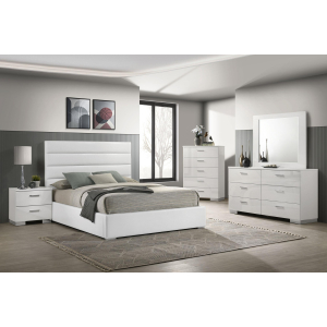 Felicity - 5 Piece Queen Bedroom Set - White High Gloss