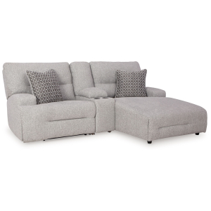 Acklen Place - 3-Piece Power Reclining Sectional Sofa With Raf Chaise - Pewter