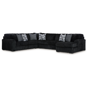 Midnight-Madness - 4-Piece Sectional With Raf Corner Chaise - Onyx