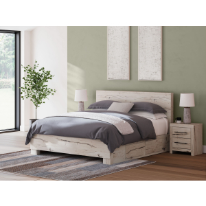 Lawroy - King Panel Bed With 2 Under Bed Storage Units - Light Natural
