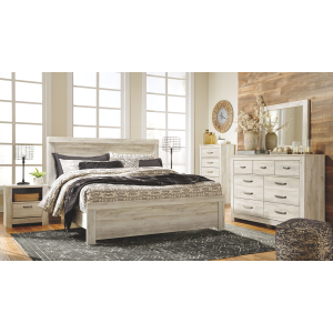 Bellaby - 7 Pc. - Dresser, Mirror, King Panel Bed, 2 Nightstands - Whitewash