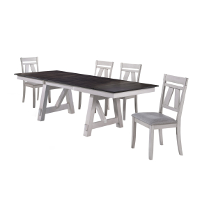 Maisie - Dining Table & 4 Chairs - White / Dark Brown