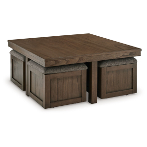 Boardernest - Cocktail Table With 4 Stools (Set of 5) - Brown