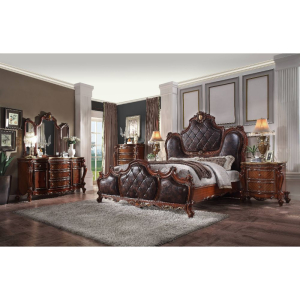 Picardy - Queen Bed - Synthetic Leather & Honey Oak