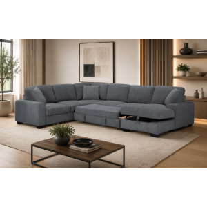 Milo 4pc Sectional with Sleeper and RAF Storage Chaise
