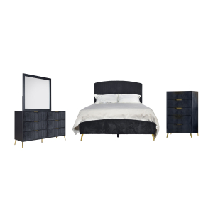 Kailani - 6/6 Eastern King 4 Piece Bedroom Set (Bed & Dresser & Mirror & Chest) - Black