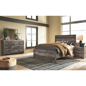 Wynnlow - 5 Pc. - Dresser, Mirror, King Panel Bed, Nightstand - Gray