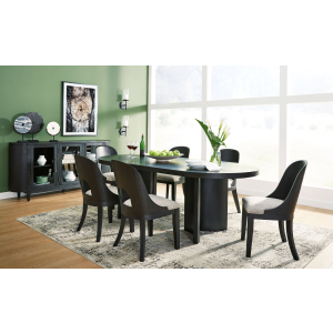 Rowanbeck - 8 Pc. - Dining Table, 6 Side Chairs, Server - Black