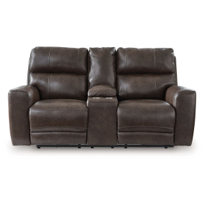 Crossplex - Power Reclining Loveseat / Console / Adjustable Headrest - Smoke