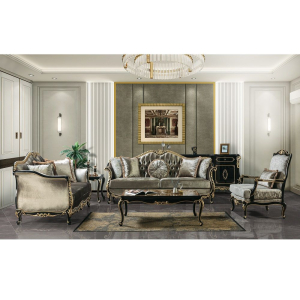 Betria - Loveseat With 4 Pillows - Light Green Velvet, Gold & Black High Gloss