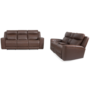 Calgary - Power Reclining Sofa And Loveseat - Autumn Umber