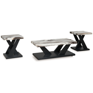 Cendill - Occasional Table Set (Set of 3) - Dark Brown / White / Black