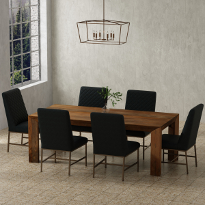 Crossings - Downtown Rectangular Dining Table With 6 Upholstered Chairs - Amber & Black