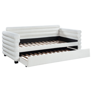 Patricia - Boucle Upholstered Twin Day Bed With Trundle - White
