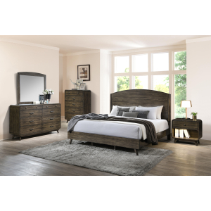 Rex - Western King 5 Piece Bedroom Set (Bed, Dresser, Mirror, Chest, Nightstand) - Brown