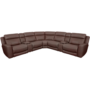 Calgary - 7 Piece Modular Reclining Sectional With Power Adjustable Headrests - Autumn Umber