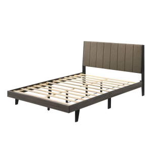 Valdemar - Queen Bed - Brown Fabric & Weathered Gray