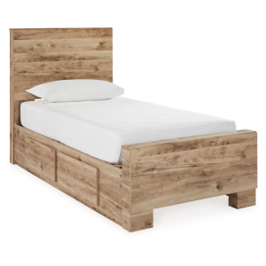 Hyanna - Twin Panel Bed With 1 Side Storage - Tan