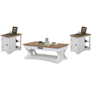 Americana Modern - Cocktail Table With 2 Chairside Tables - Cotton