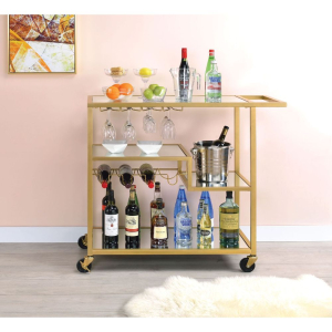 Adamsen - Serving Cart - Mirrored & Champagne