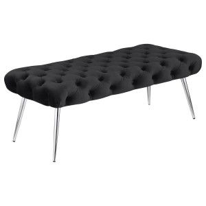 Ella - Upholstered Tufted Bench Stainless Steel Legs - Black