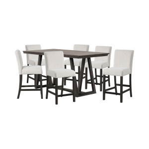 High Line - Counter Table & 6 Chairs - White