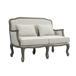 Tania - Loveseat With 2 Pillows - Cream Linen & Gray
