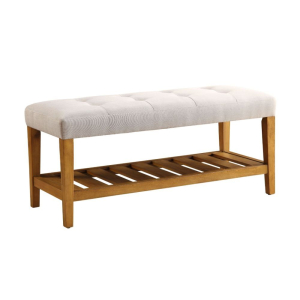 Charla - Bench - Light Gray Fabric & Oak