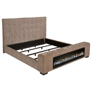 Senna - Upholstered California King Audio Flame Visualizer Bed - Brown