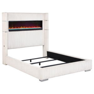 Tisdall - Upholstered Cal King Fireplace Bed - Cream