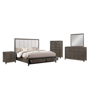 Landon - 6/6 Eastern King 5 Piece Bedroom Set (Bed & Dresser & Mirror & Nightstand & Chest) - Walnut