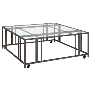 Adri - Square Glass Top Coffee Table With Casters - Black Nickel