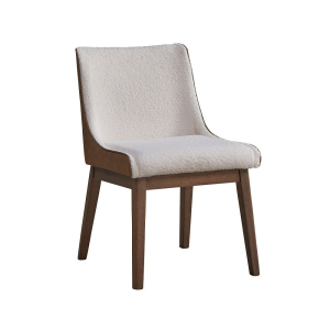 Ginny - Side Chair (Set of 2) - White Boucle, Brown Velvet & Walnut